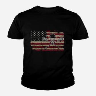 American Flag Lacrosse Gift Usa Lax Player Youth T-shirt | Crazezy AU