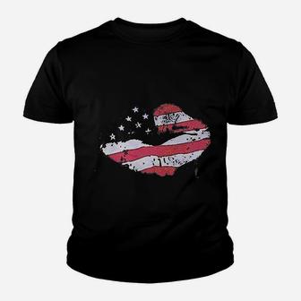 American Flag Lips Youth T-shirt | Crazezy UK