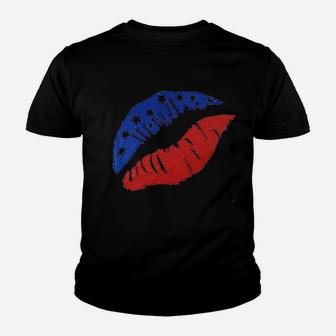 American Flag Lips Youth T-shirt | Crazezy DE