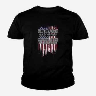 American Flag Sheet Metal Worker Definition Fathers Day Youth T-shirt | Crazezy CA