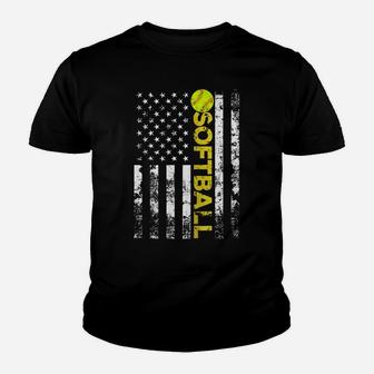 American Flag Softball Team Gift Zip Hoodie Youth T-shirt | Crazezy