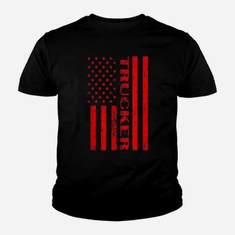 American Flag Truck Drivers T-Shirt | Usa Trucker Gift Youth T-shirt | Crazezy