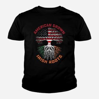 American Grown Irish Roots Irish American Us Flag Heritage Youth T-shirt - Monsterry UK