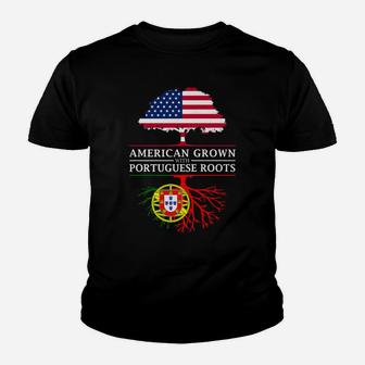 American Grown With Portuguese Roots - Portugal Youth T-shirt | Crazezy