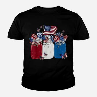 American Patriot Flag Flowers Happy Independence Day Youth T-shirt | Crazezy