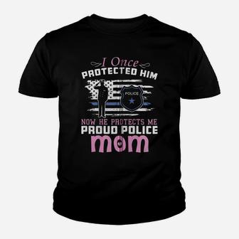 American Police Thin Blue Line Gift Proud Mom Zip Hoodie Youth T-shirt | Crazezy UK