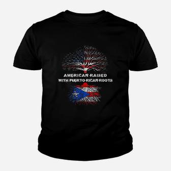 American Raised With Puerto Rican Roots Youth T-shirt | Crazezy
