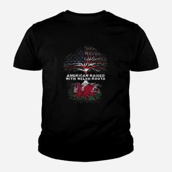 American Raised With Welsh Roots Wales United Kingdom Uk Youth T-shirt | Crazezy UK