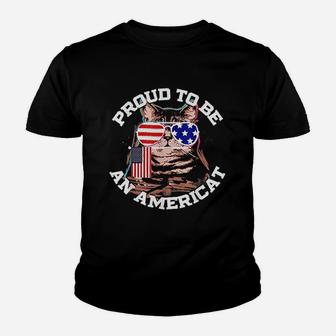Americat Cat 4Th Of July Youth T-shirt | Crazezy