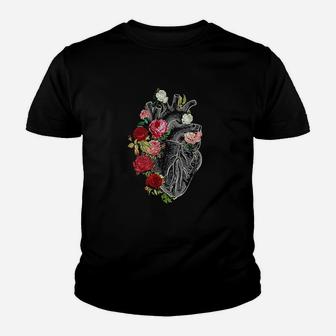 Anatomical Heart And Flowers Flower Anatomical Heart Youth T-shirt | Crazezy AU