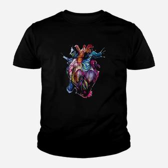 Anatomical Heart Paint Splatter Artistic Design Youth T-shirt | Crazezy UK