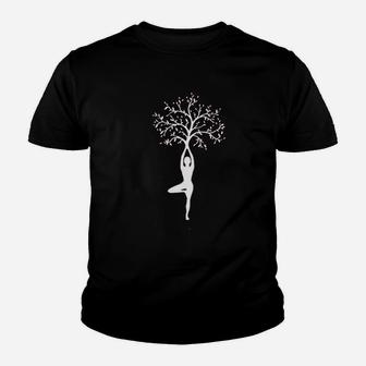 Anbech Yoga Tree Life Graphic Hatha Pose Youth T-shirt | Crazezy