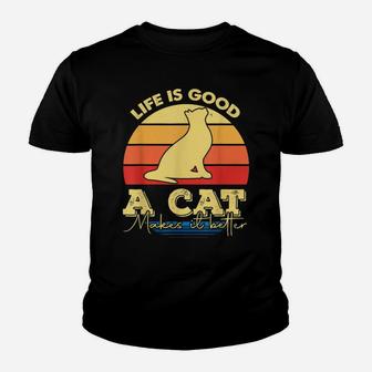 Animal Cat Lovers Sunset Vintage Apparel Youth T-shirt | Crazezy CA