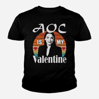 Aoc Is My Valentine Alexandria Ocasiocortez Retro Vintage Youth T-shirt - Monsterry