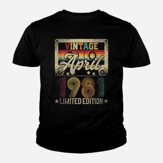 April 1981 40Th Birthday 40 Years Old Vintage Retro Cassette Youth T-shirt | Crazezy