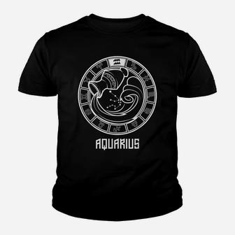 Aquarius Zodiac Sign January February Birthday Stars Gift Youth T-shirt | Crazezy