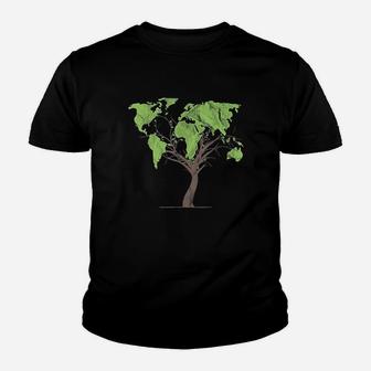 Arborist Gardener Tree World Map Gift Gardening Youth T-shirt | Crazezy
