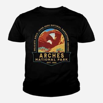 Arches National Park Retro Delicate Arch Hiking Camping Gift Youth T-shirt | Crazezy
