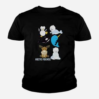 Arctic Animals Penguin Seal Whale Polar Bear Narwhal Youth T-shirt - Thegiftio