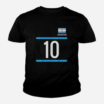 Argentina Soccer With Number 10 Youth T-shirt | Crazezy