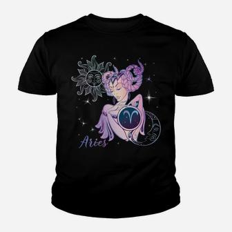 Aries Zodiac Sign Woman | Aries Horoscope Astrology Sweatshirt Youth T-shirt | Crazezy CA