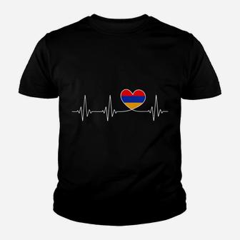 Armenia Love Heartbeat And Armenian Flag Heart Armenia Youth T-shirt | Crazezy
