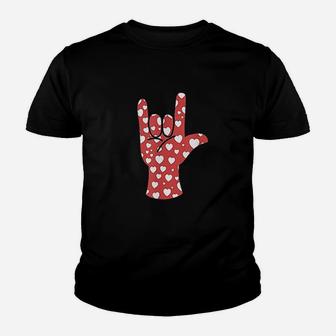 Asl Sign Language Heart I Love You Valentines Day Gift Youth T-shirt - Thegiftio UK