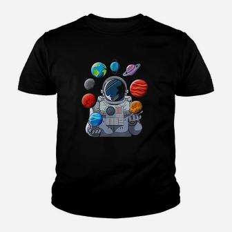 Astronaut Planets Space Moon Stars Galaxy Spaceship Gift Youth T-shirt | Crazezy