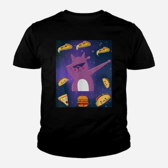 Astronaut Space Dabbing Cat Taco Pizza Burger Kitten Pet Youth T-shirt | Crazezy