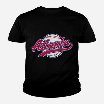 Atlanta Tee Vintage Baseball Throwback Retro Design Youth T-shirt | Crazezy