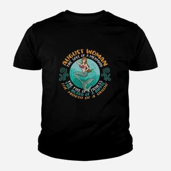 August Woman Soul Of Mermaid Leo Zodiac Birthday Youth T-shirt | Crazezy