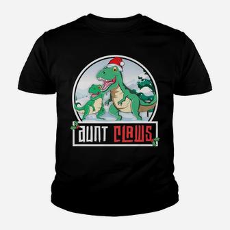 Aunt Claws Saurus T-Rex Dinosaur Matching Family Christmas Youth T-shirt | Crazezy AU