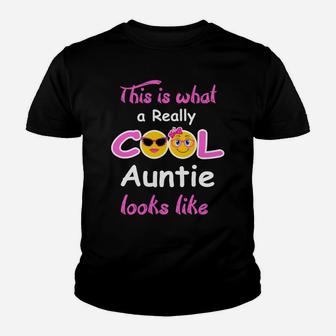 Auntie Cool Funny Birthday Christmas Gift Idea Sweatshirt Youth T-shirt | Crazezy