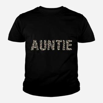 Auntie Cute Leopard Print Shirt Aunt Mother's Day Gift Youth T-shirt | Crazezy