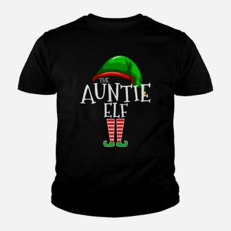 Auntie Elf Group Matching Family Christmas Gift Aunt Outfit Youth T-shirt | Crazezy