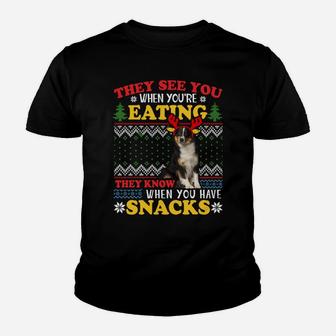 Aussie Ugly Christmas They See You're Eating Xmas Gift Sweatshirt Youth T-shirt | Crazezy UK