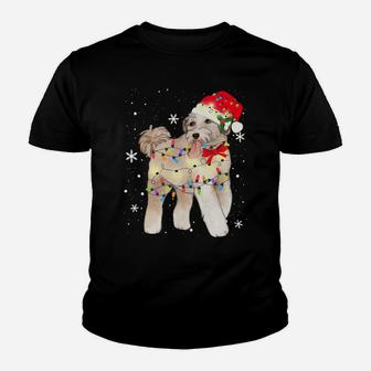 Aussiedoodle Dog Christmas Light Xmas Mom Dad Gifts Youth T-shirt | Crazezy AU
