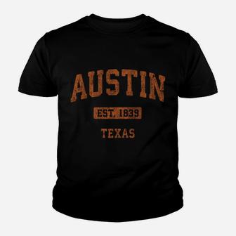 Austin Texas Tx Vintage Athletic Sports Design Sweatshirt Youth T-shirt | Crazezy