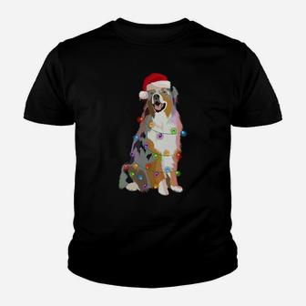 Australian Shepherd Aussi Christmas Lights Xmas Dog Lover Sweatshirt Youth T-shirt | Crazezy