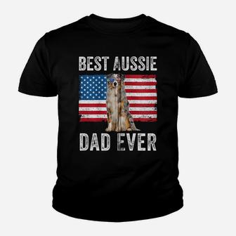 Australian Shepherd Dad American Flag Dog Lover Aussie Dad Zip Hoodie Youth T-shirt | Crazezy DE