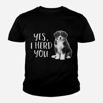 Australian Shepherd Herding Dog Funny I Herd You Mom Dad Youth T-shirt | Crazezy