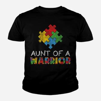Autism Awareness Aunt Of A Warrior Autistic Kids Awareness Youth T-shirt | Crazezy