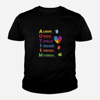 Autism Awareness Autism Acronym And Puzzle Piece Youth T-shirt - Monsterry AU