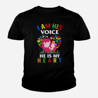 Autism I Am His Voice He Is My Heart Youth T-shirt - Monsterry UK