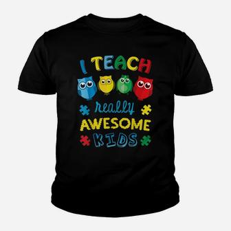 Autism Teacher Awareness Shirts Cute Owl Gifts Youth T-shirt | Crazezy