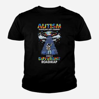 Autism Travelling Life's Journey Using A Different Roadmap Youth T-shirt - Monsterry