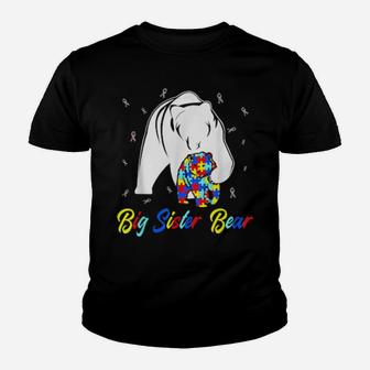 Autistic Big Sister Bear Autism Awareness Family Youth T-shirt - Monsterry