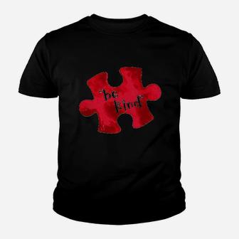 Awareness Be Kind Red Puzzle Piece Youth T-shirt | Crazezy