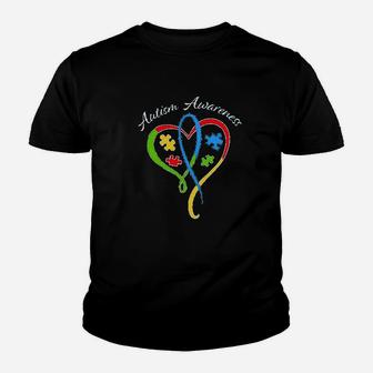 Awareness Heart Ribbon And Puzzle Youth T-shirt | Crazezy AU