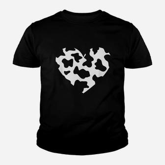 Awesome Cow Print Black N White Print Heart Youth T-shirt | Crazezy AU